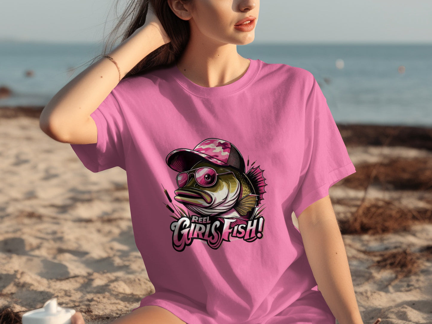 Reel Girls Fish Graphic Pink T-shirt Beachwear
