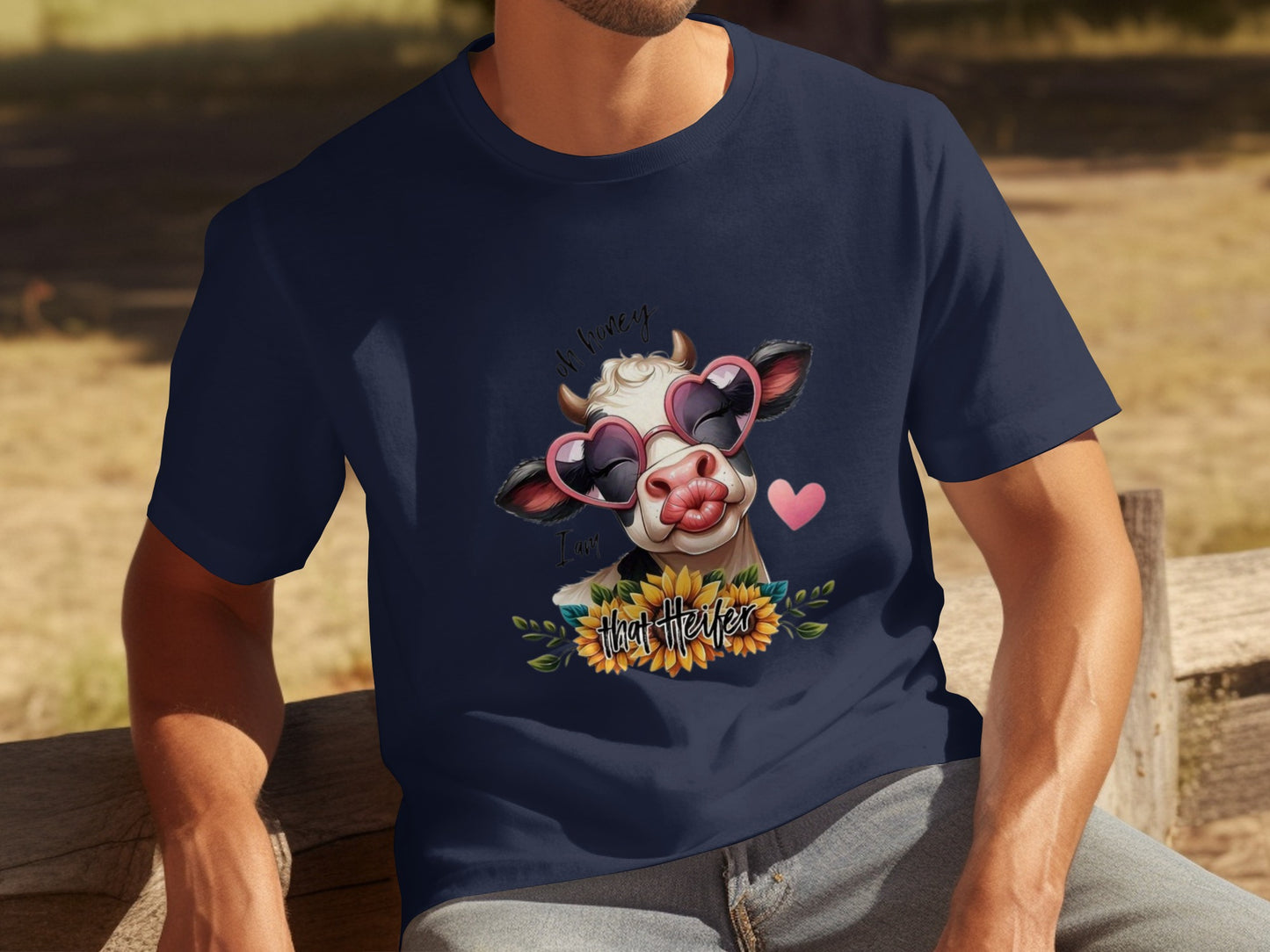Love Themed Cow Wearing Sunglasses T-Shirt