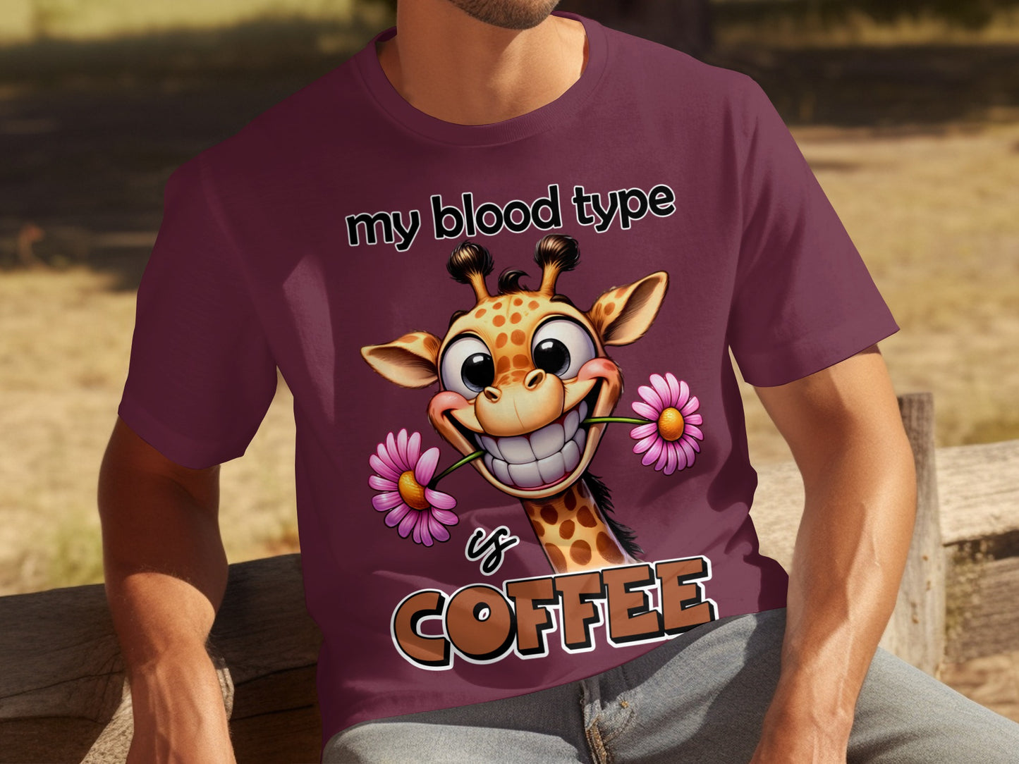 My Blood Type is Coffee Giraffe Graphic T-shirt