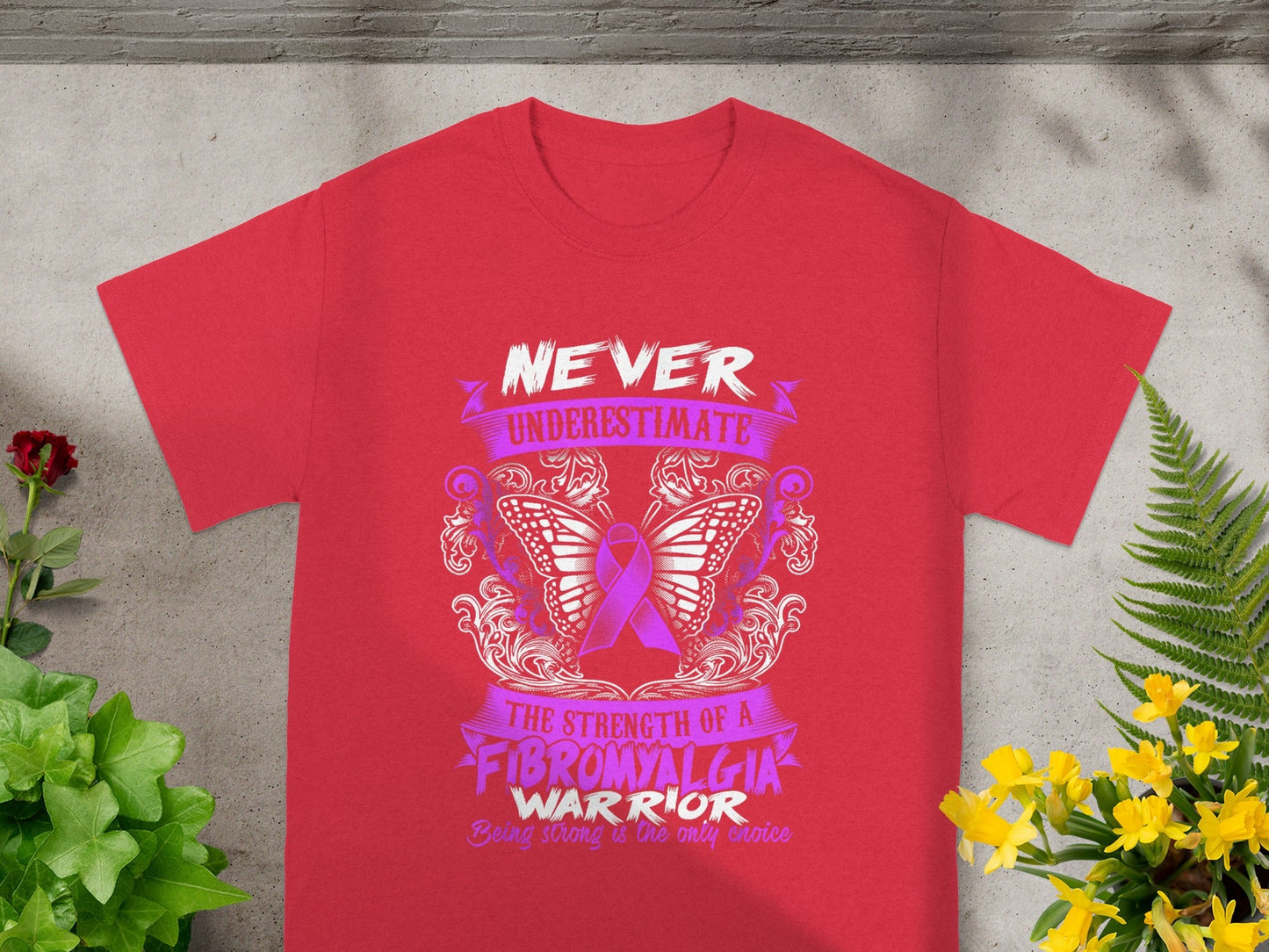 Never Underestimate The Strength Fibromyalgia Warrior Shirt