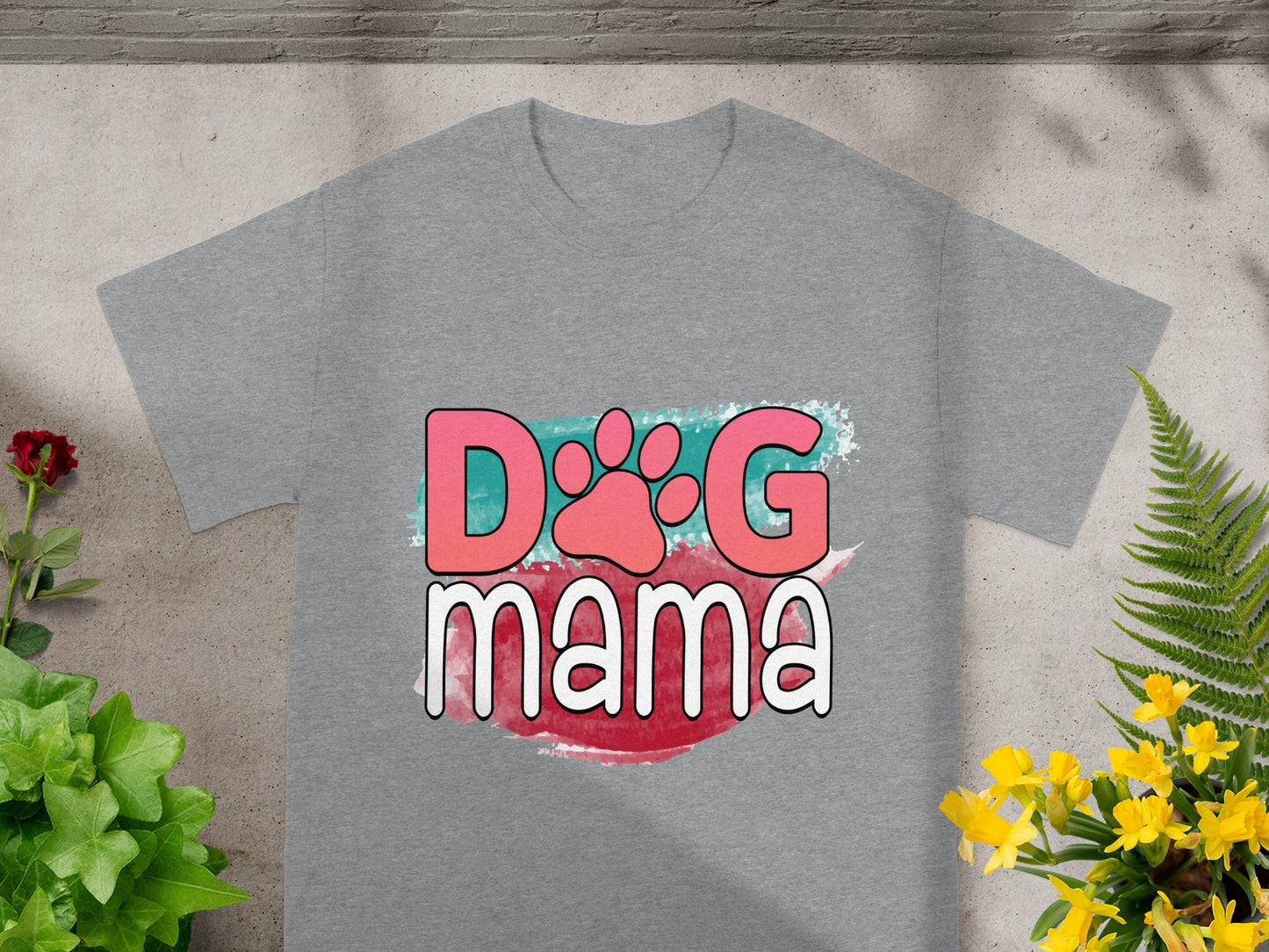 Cute Dog Mama Graphic Print T-shirt for Pet Lovers
