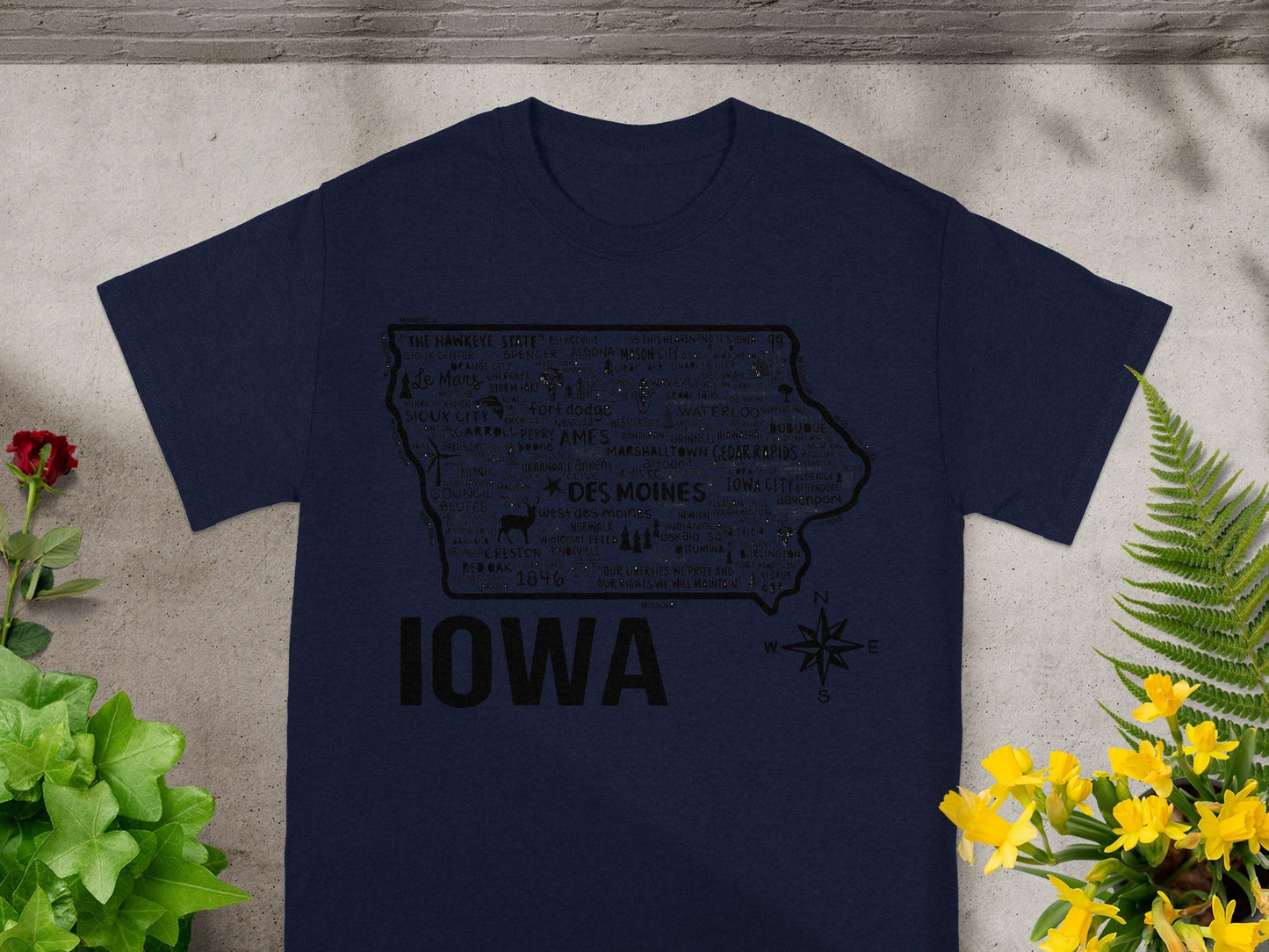 Iowa State Map Tshirt with City Names Design