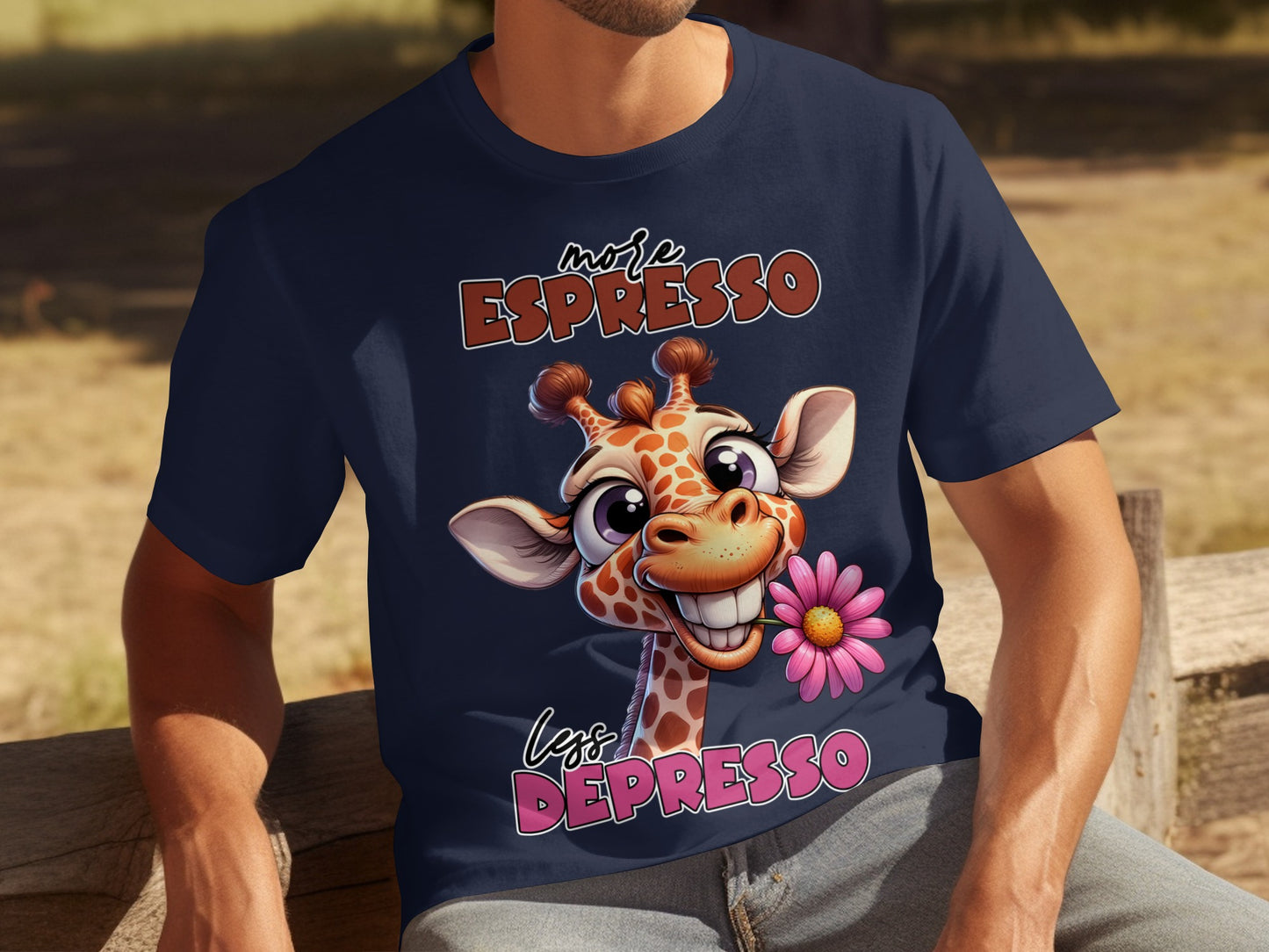 Majic Espresso Less Depresso Giraffe T-Shirt