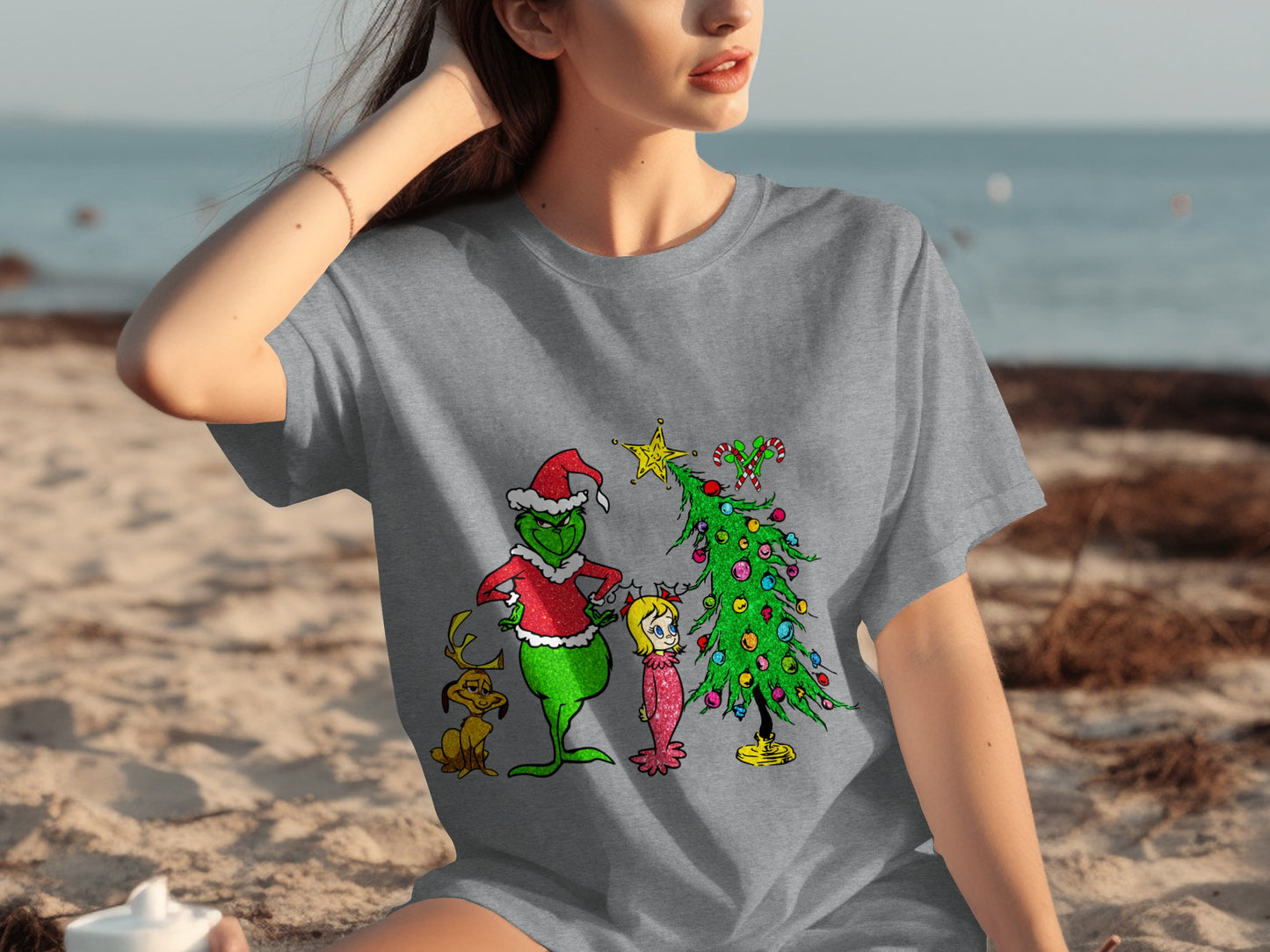 Christmas Grinch and Tree Graphic T-Shirt