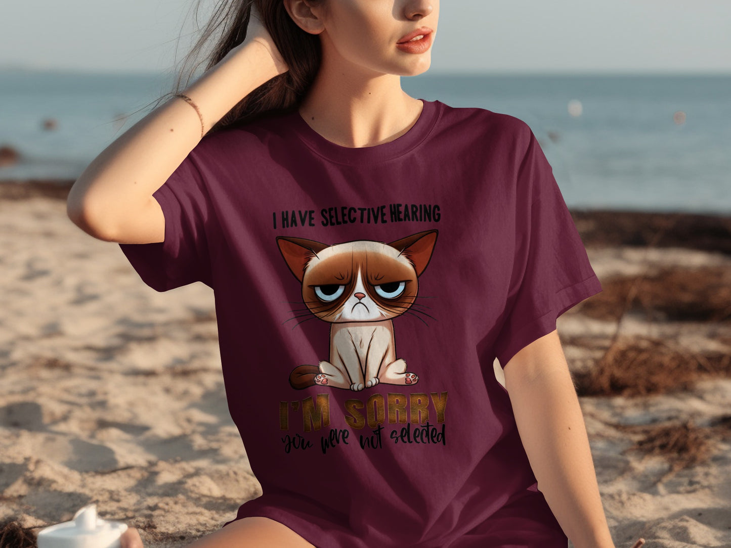 I Have Selective Hearing Grumpy Cat Graphic T-Shirt