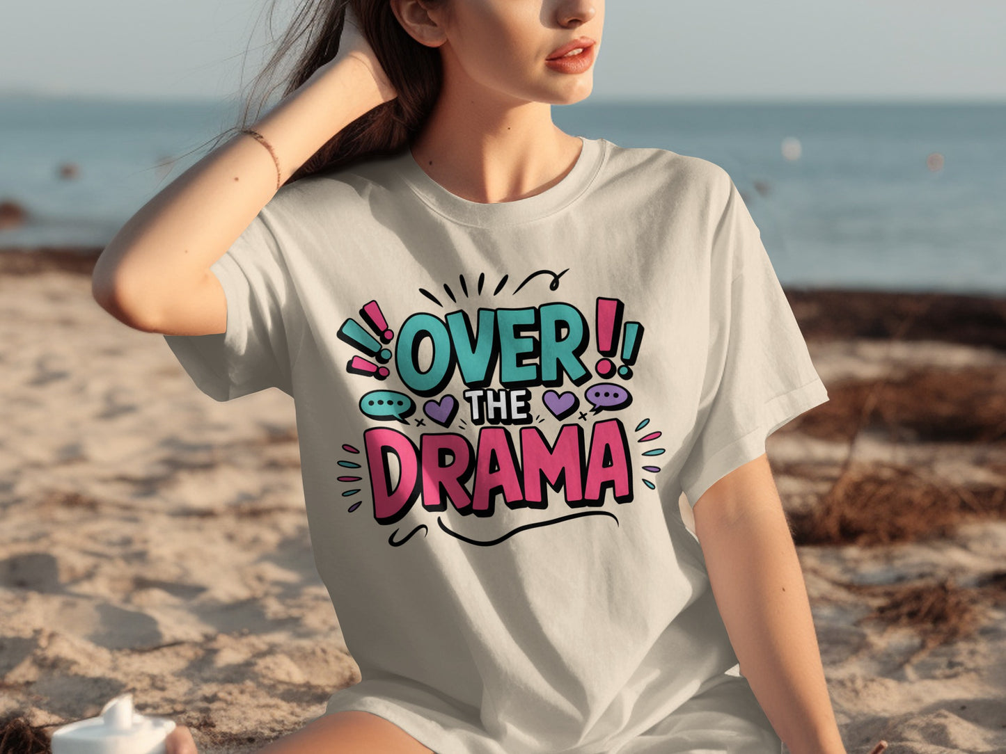 Over the Drama Graphic Tee Shirt Casual Fashion Top