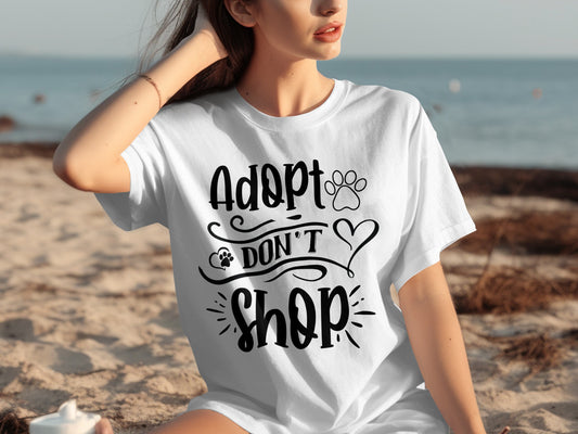Adopt Don't Shop Motivational T-Shirt for Animal Lovers