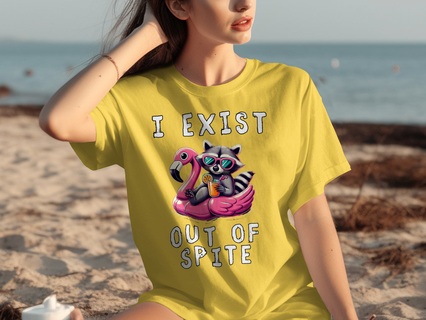 I Exist Out of Spite Raccoon Flamingo T-Shirt