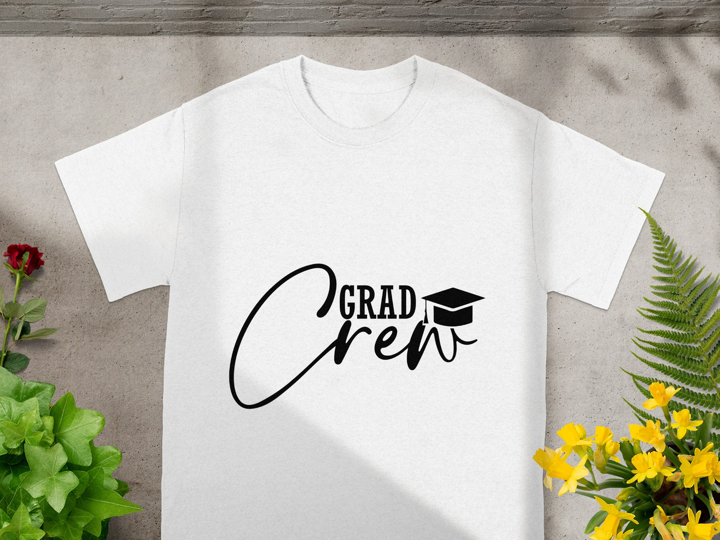 Grad Crew T-Shirt with Graduation Cap Design