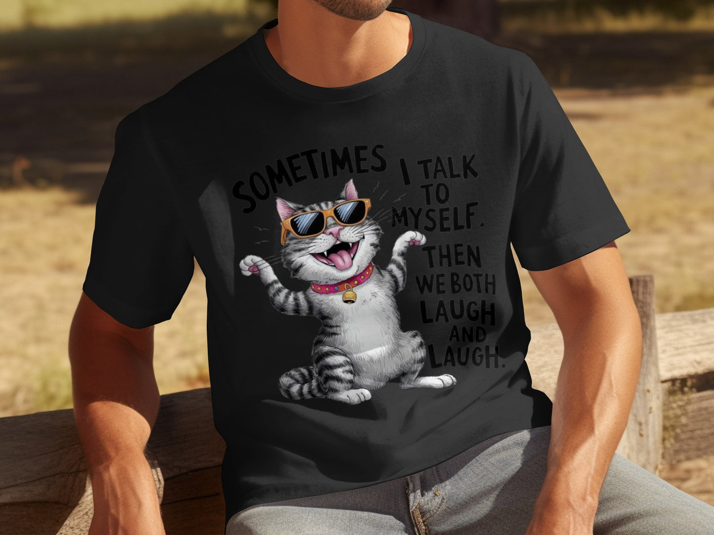 Sometimes I Talk to Myself Funny Cat Print T-Shirt