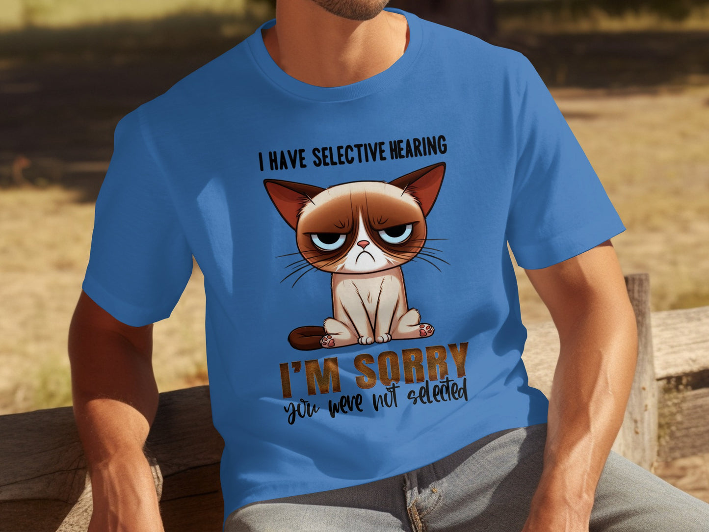 I Have Selective Hearing Funny Grumpy Cat Graphic Shirt