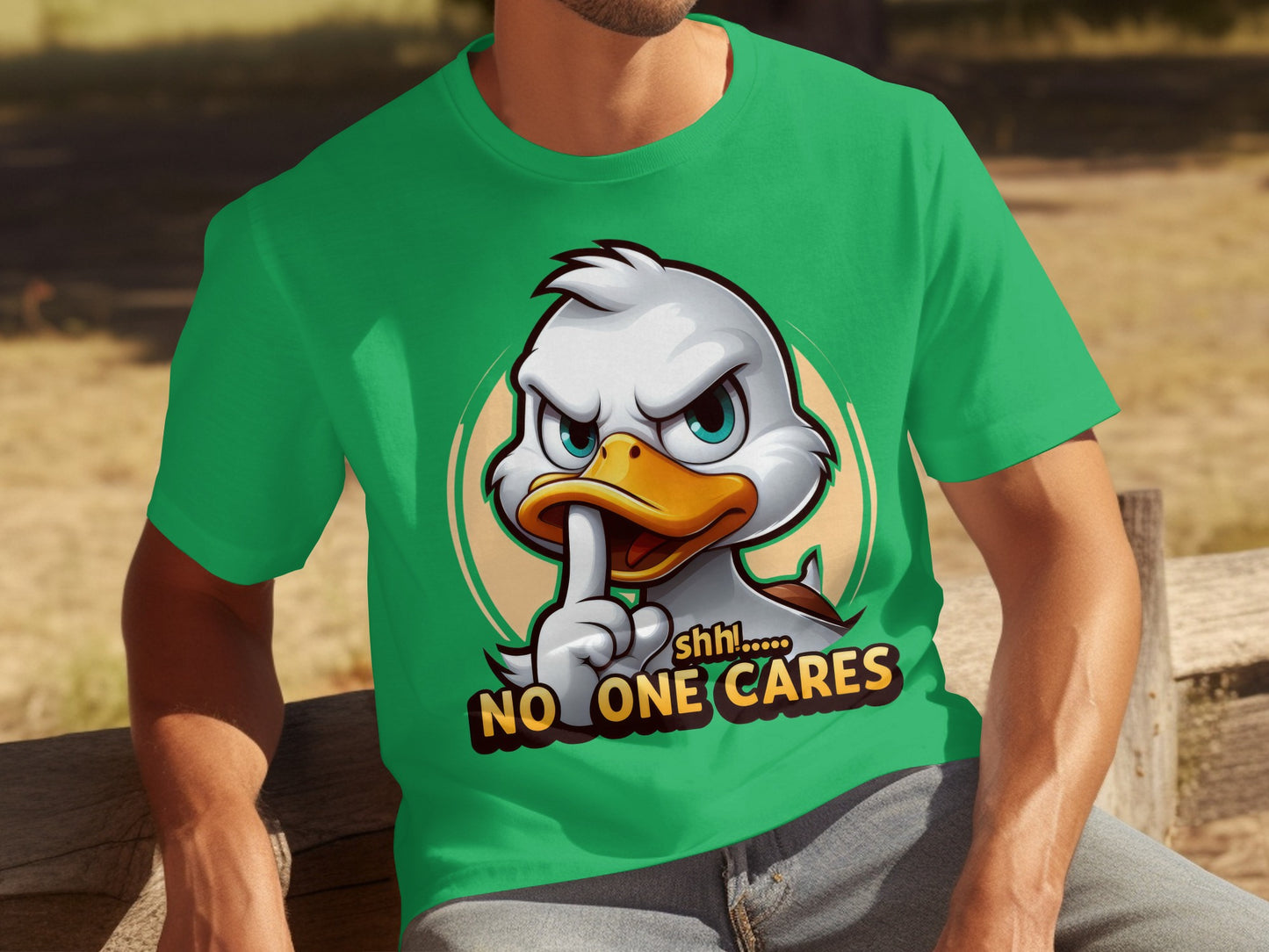 Shh No One Cares Duck Graphic T-shirt for Casual Wear