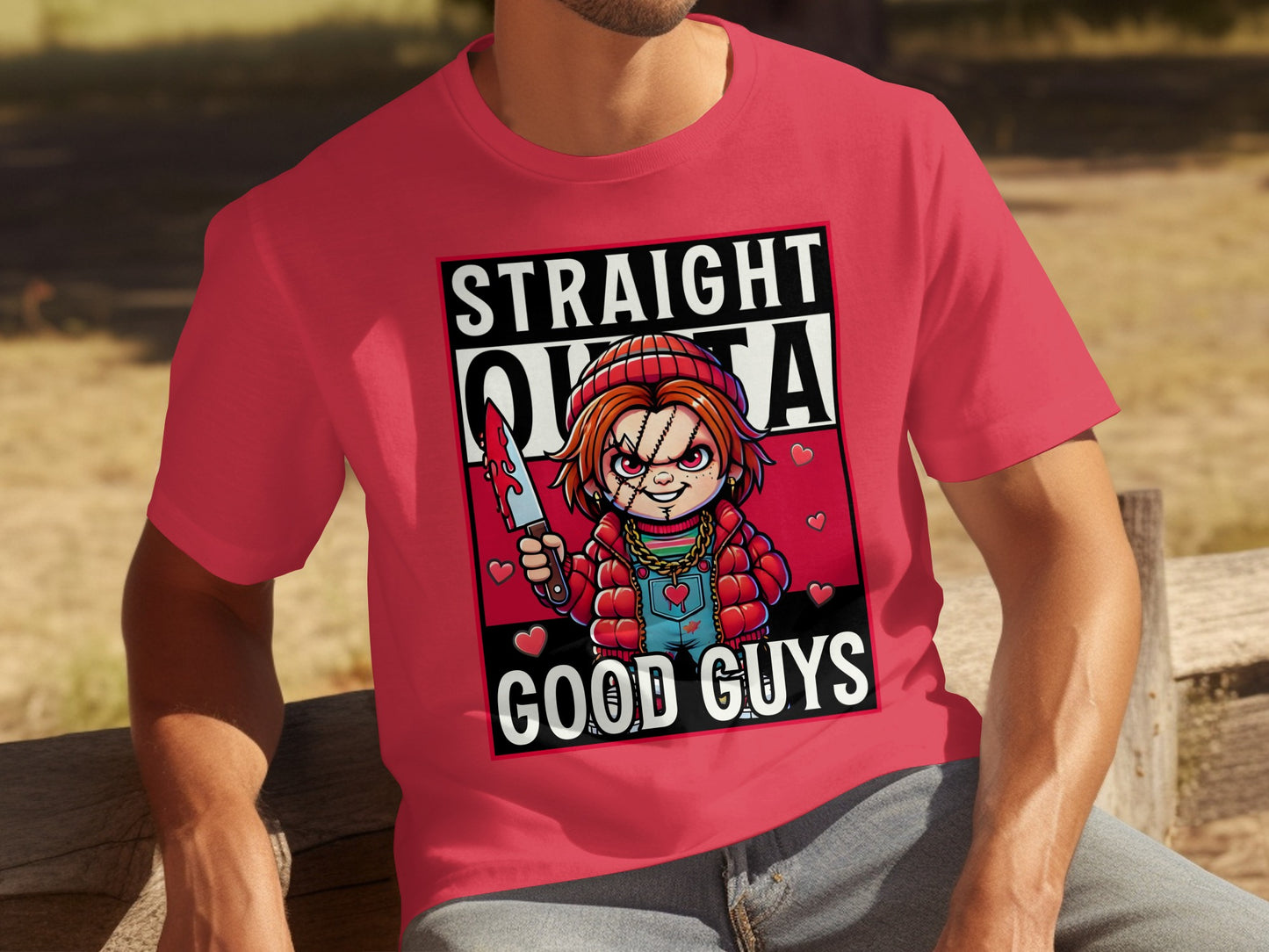 Straight Outta Good Guys Graphic Design T-Shirt