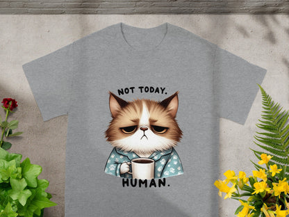 'Not Today Human Cat and Coffee Graphic T-Shirt'