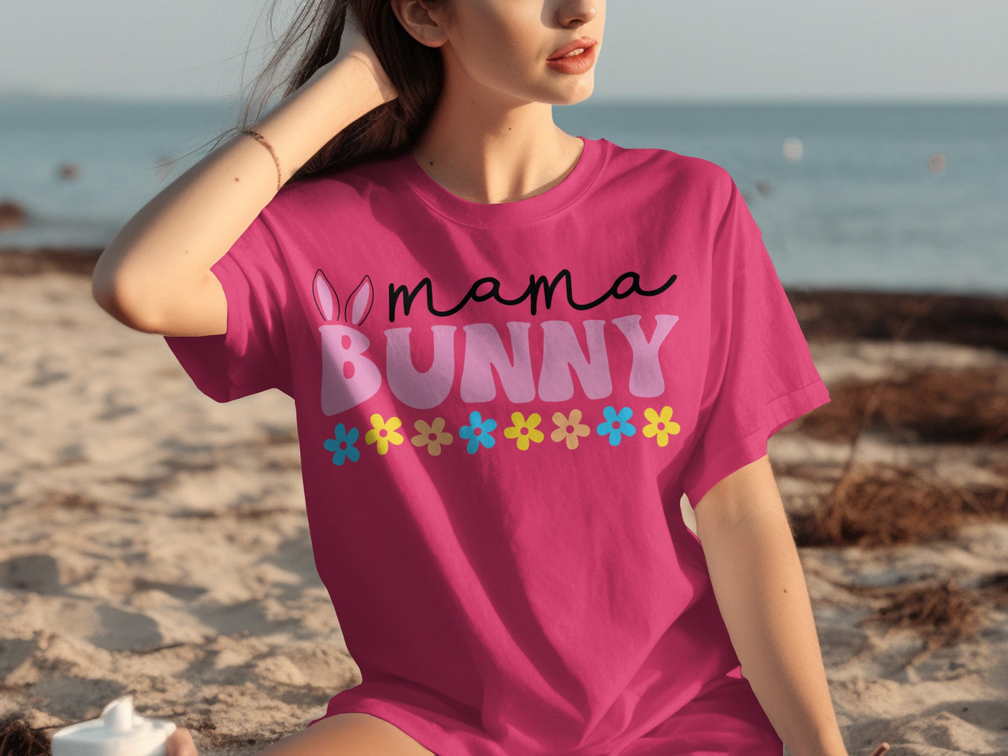 Mama Bunny Cute Easter Themed Graphic T-Shirt Product