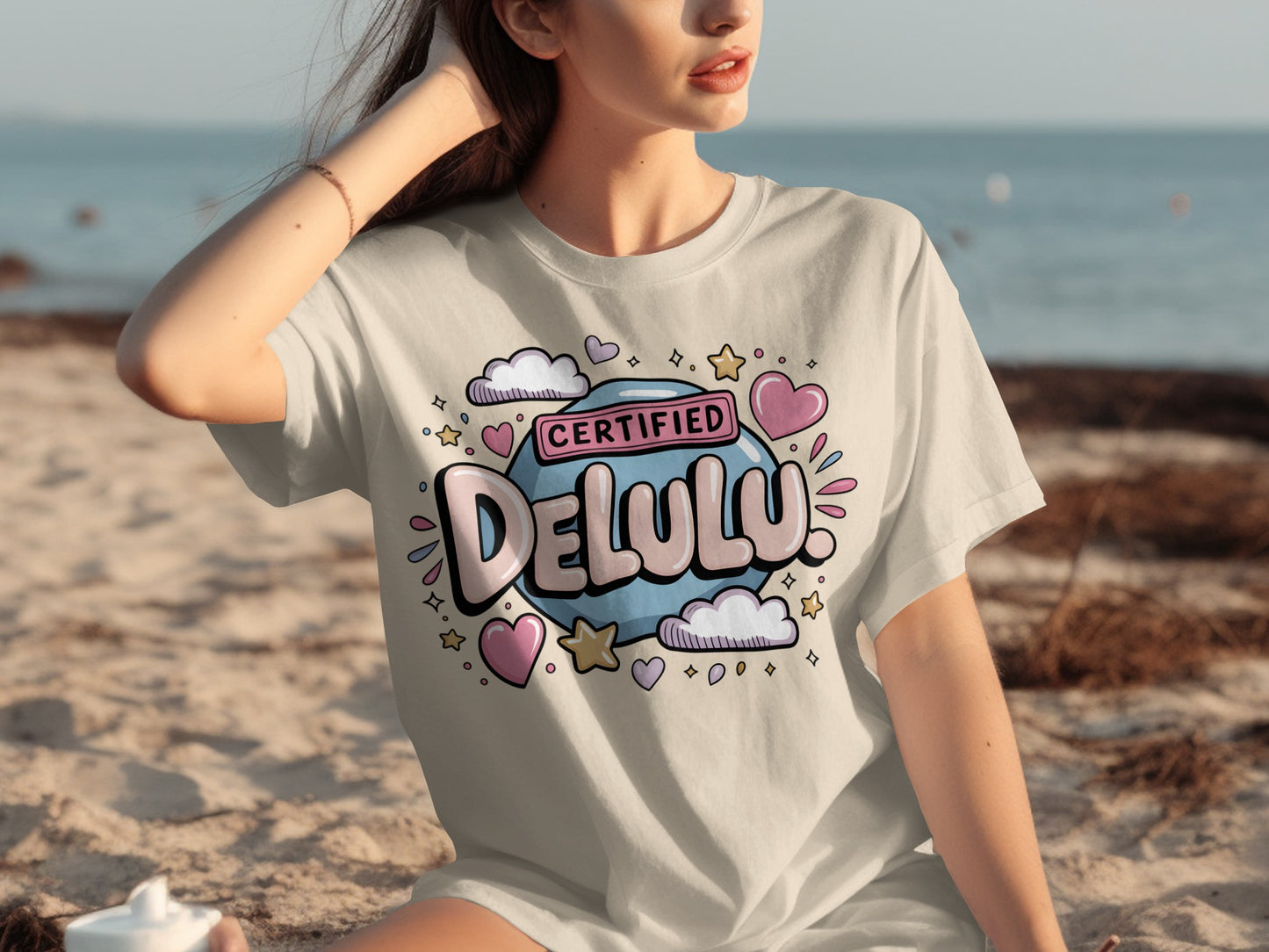 Certified Delulu Graphic T-Shirt Fun Beachwear