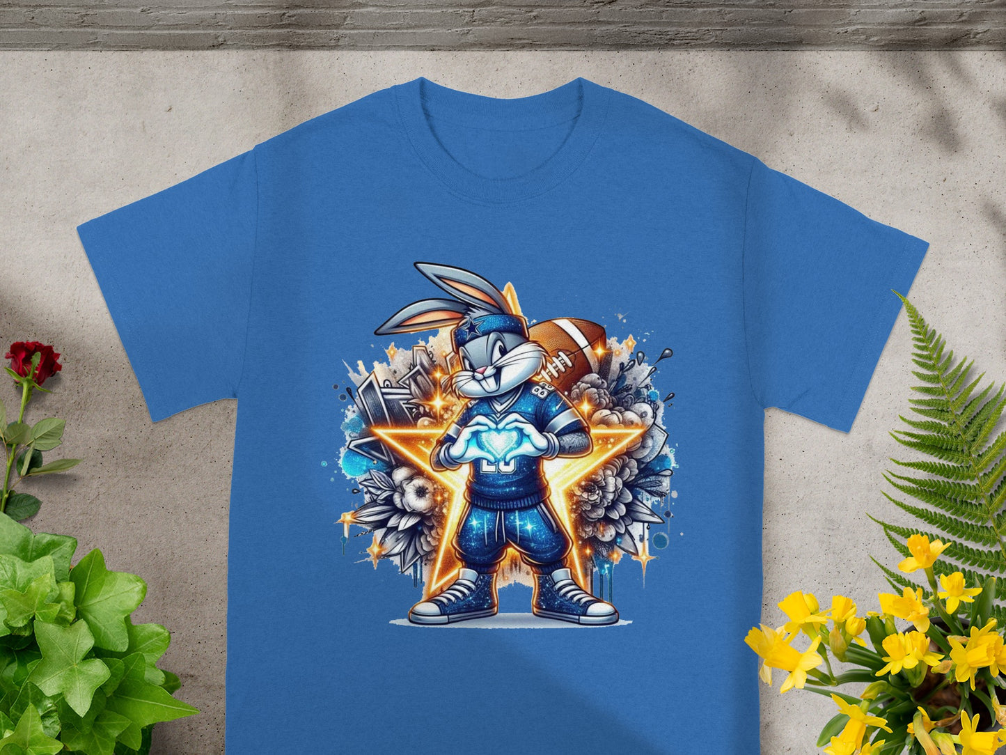 Cartoon Character Holding Football Graphic T-shirt