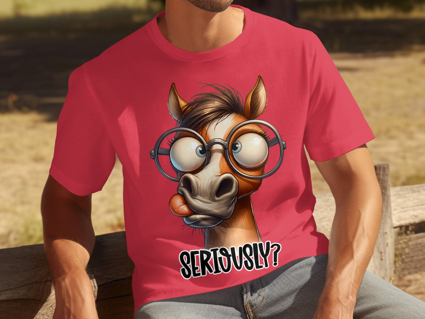 Cartoon Horse Wearing Glasses Seriously Fun T-Shirt