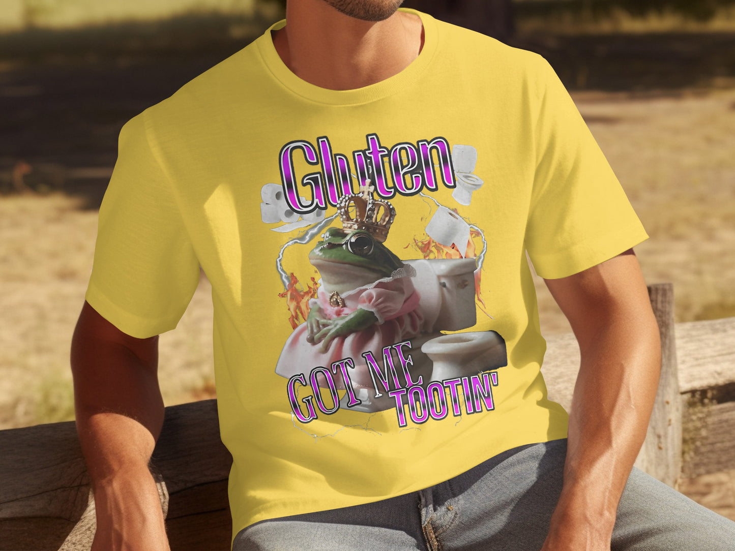 Gluten Got Me Tootin Funny Frog Toilet Humor T-shirt