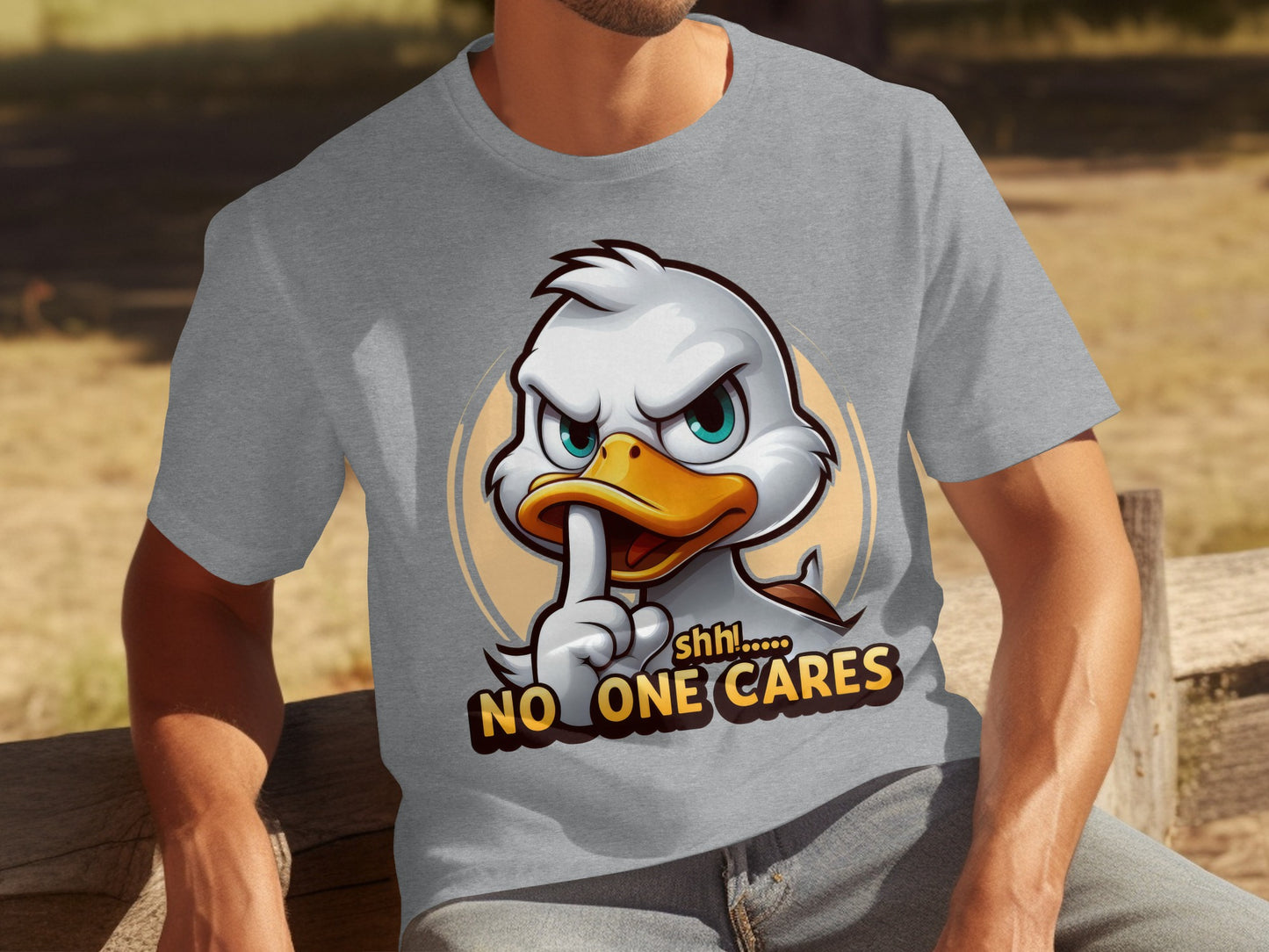 Shhh No One Cares Angry Duck Graphic T-shirt