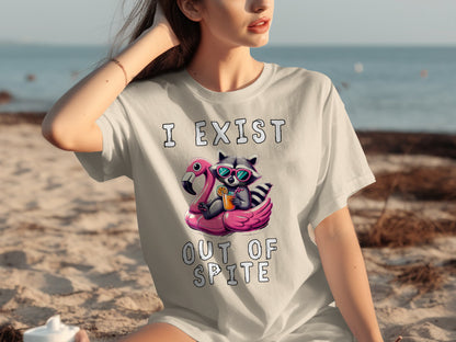 I Exist Out Of Spite Raccoon Flamingo T-shirt