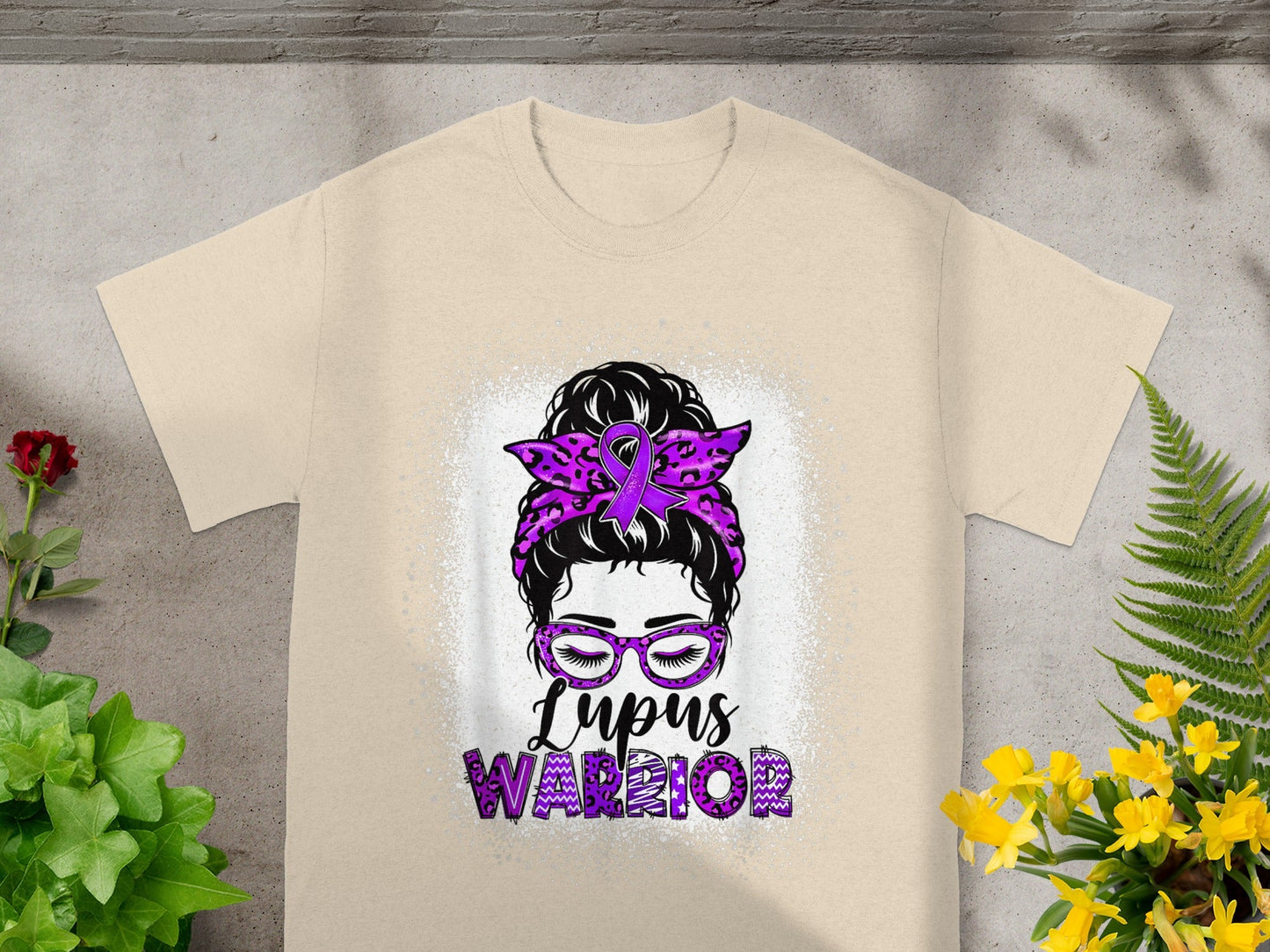 Lupus Warrior Graphic Tee with Purple Ribbon Design