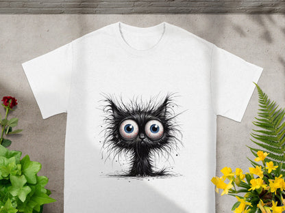 Funny Black Cat with Big Blue Eyes T-shirt Product