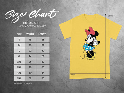 Minnie Mouse GILDAN 5000 Size Chart Measured IN Inches product type