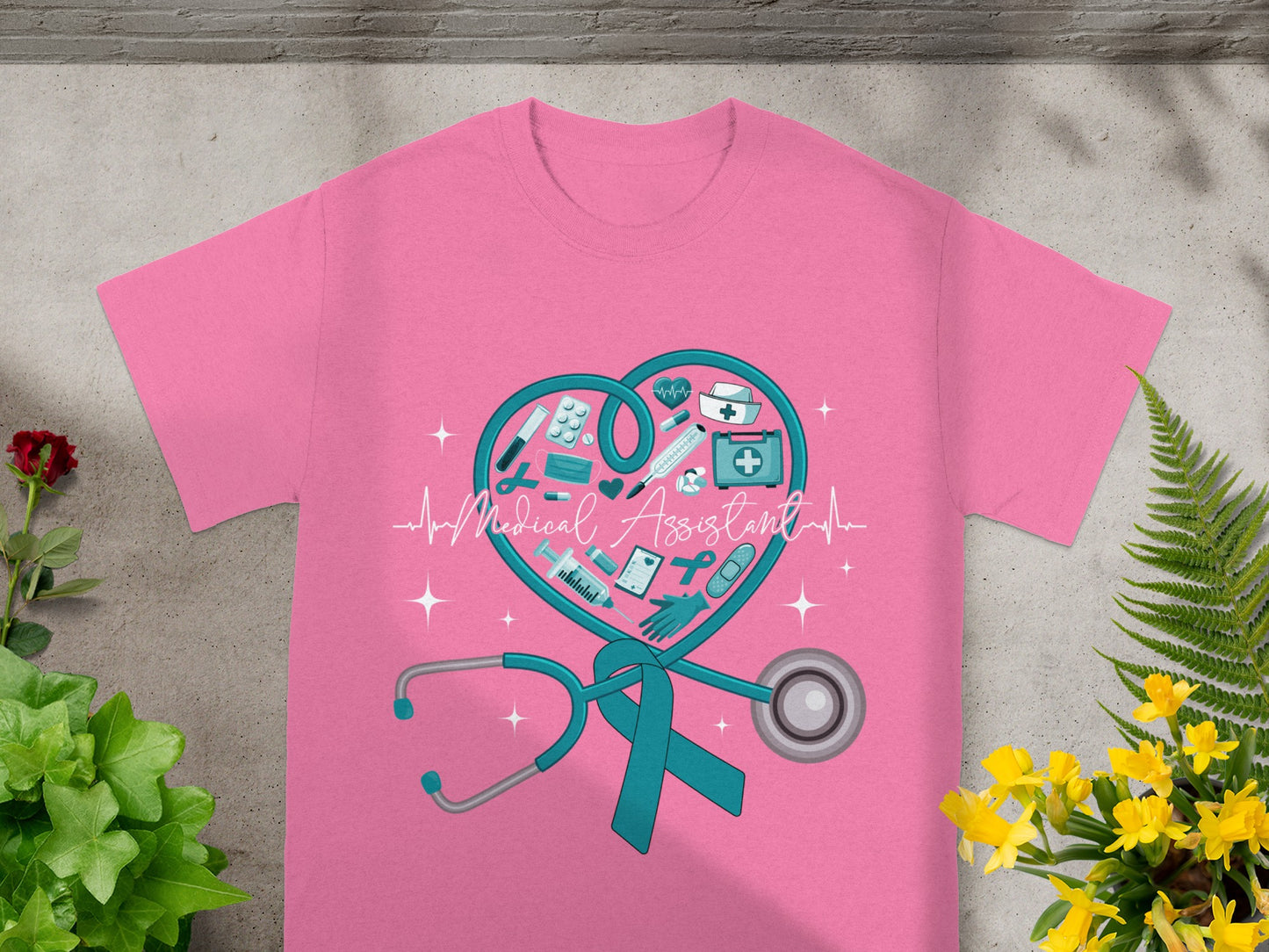 Medical Assistant Heart Design Stethoscope T-Shirt