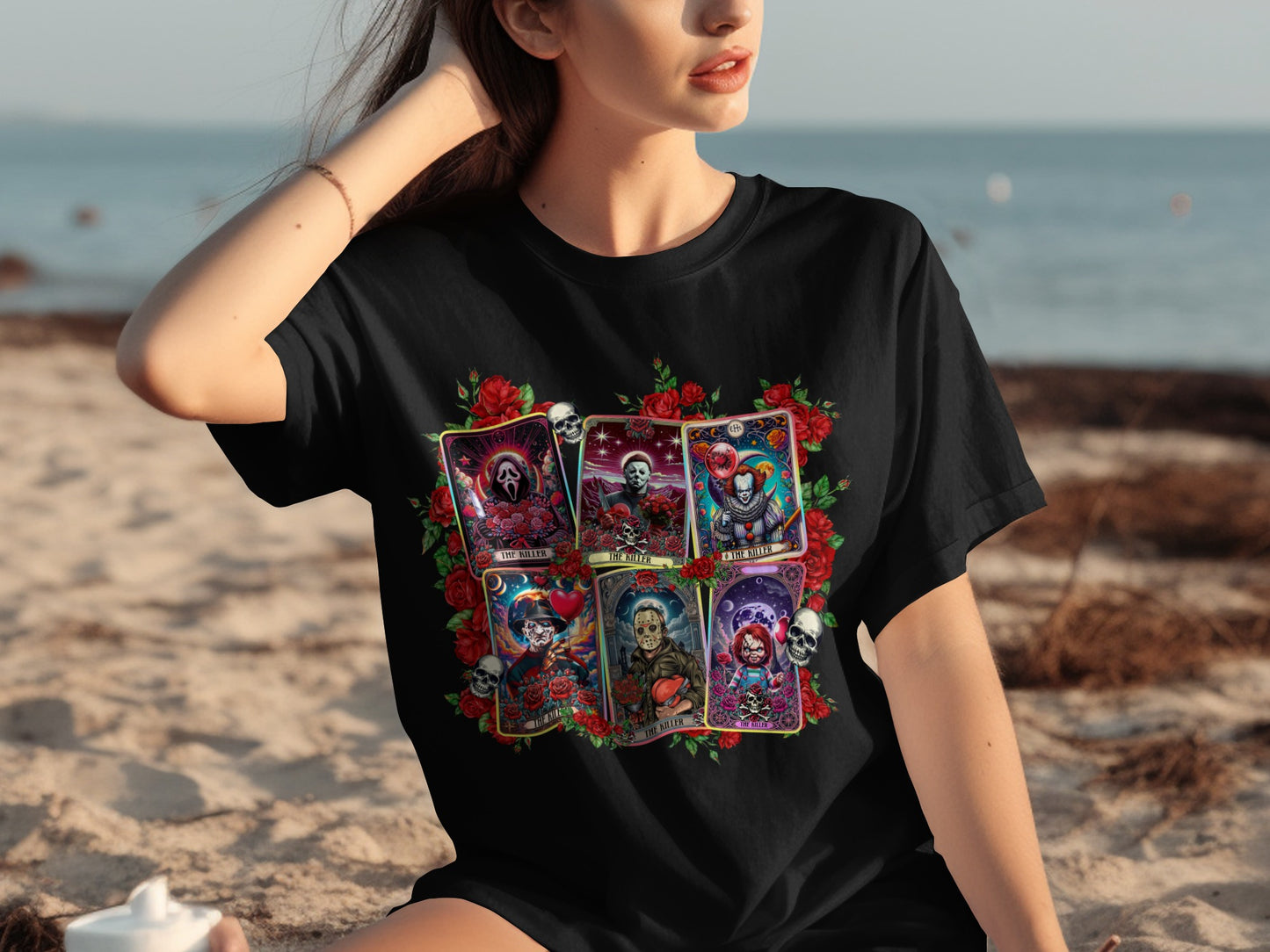 Tarot Inspired Artistic Graphic Black T-Shirt Product