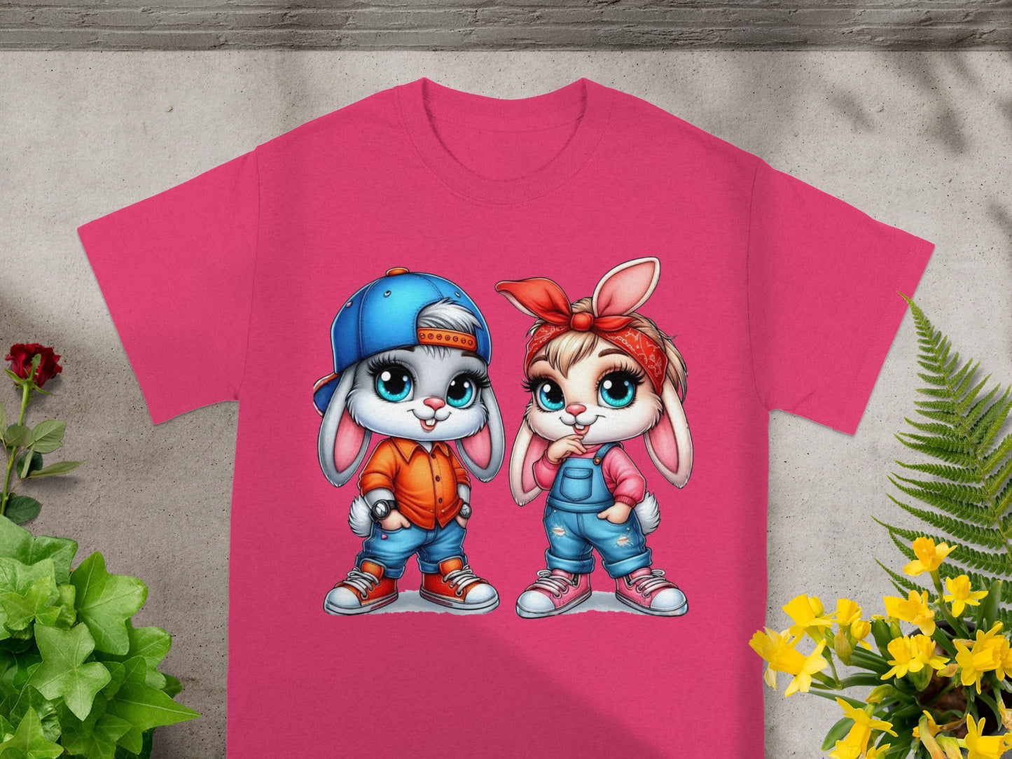 Playful Street Style Bunny Duo T-Shirt