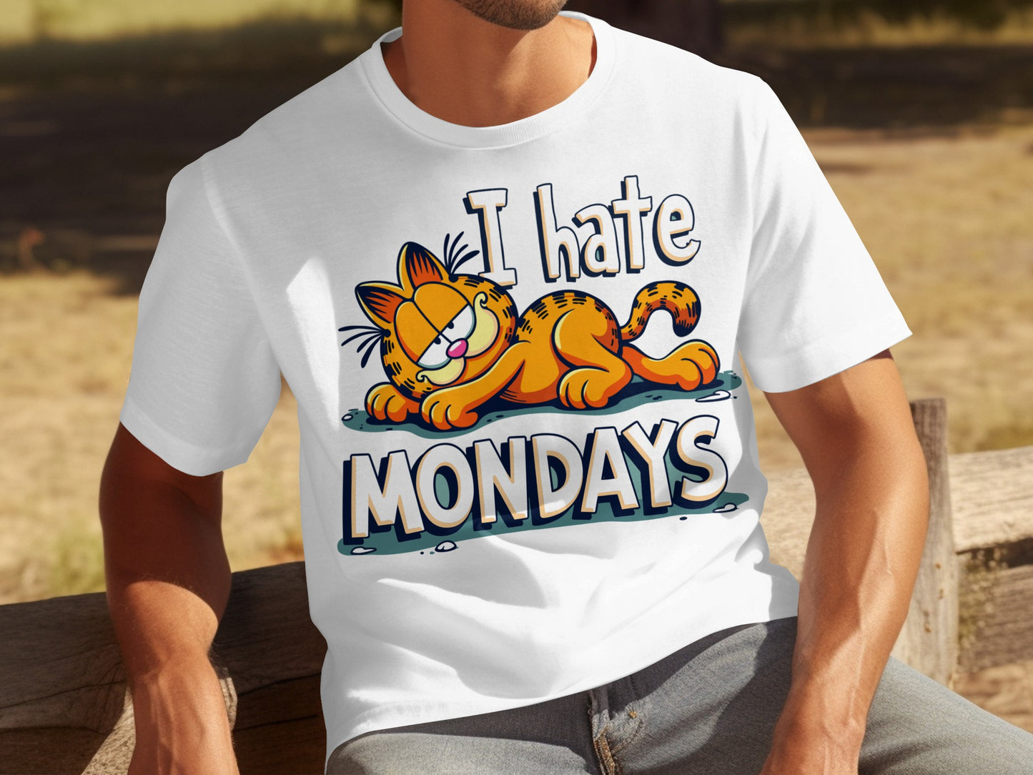 I Hate Mondays Funny Cartoon Cat T-Shirt Design