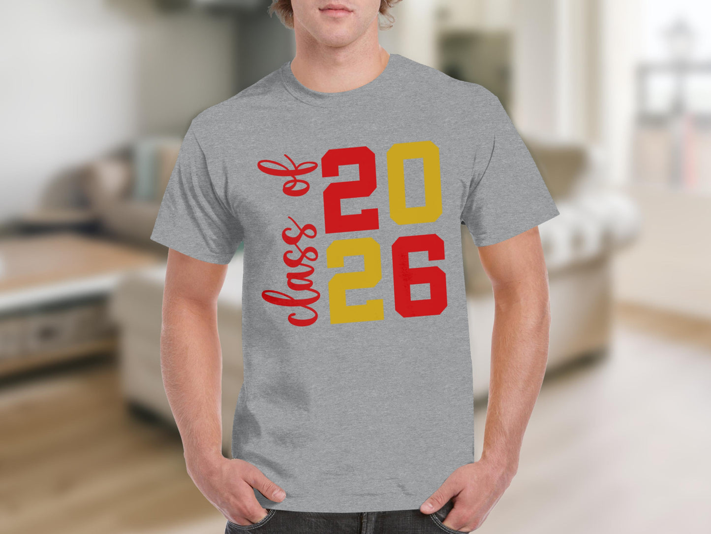 Class of 2026 Red and Yellow Print T-Shirt