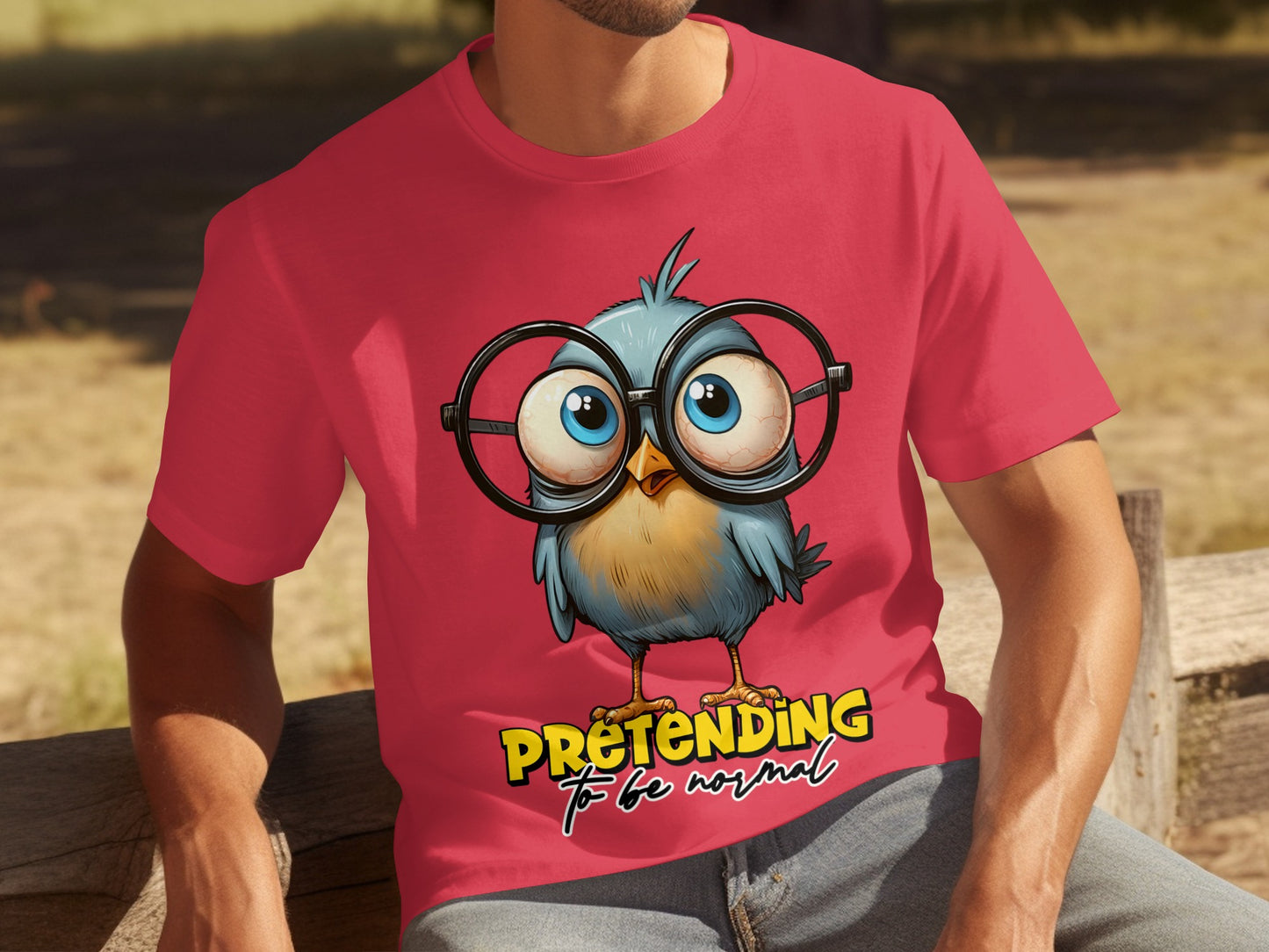 Funny Cartoon Bird with Glasses Pretending to Be Normal Shirt