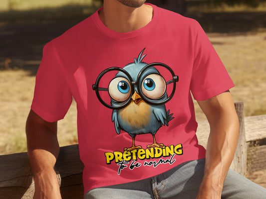 Funny Cartoon Bird with Glasses Pretending to Be Normal Shirt