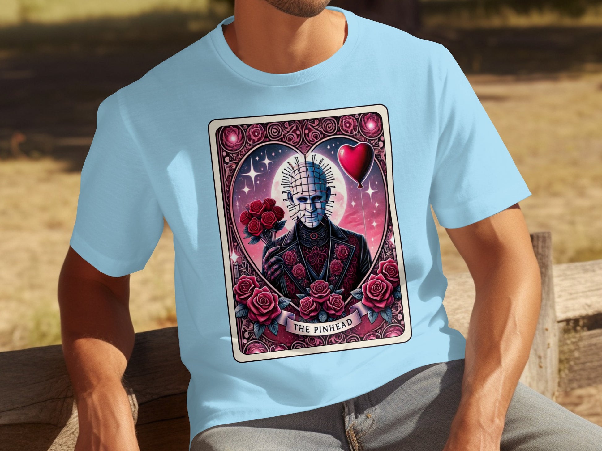 Vibrant Heart and Roses Pinhead Graphic T-shirt