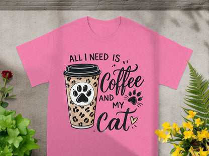 All I Need is Coffee And My Cat Quote Graphic T-Shirt Product