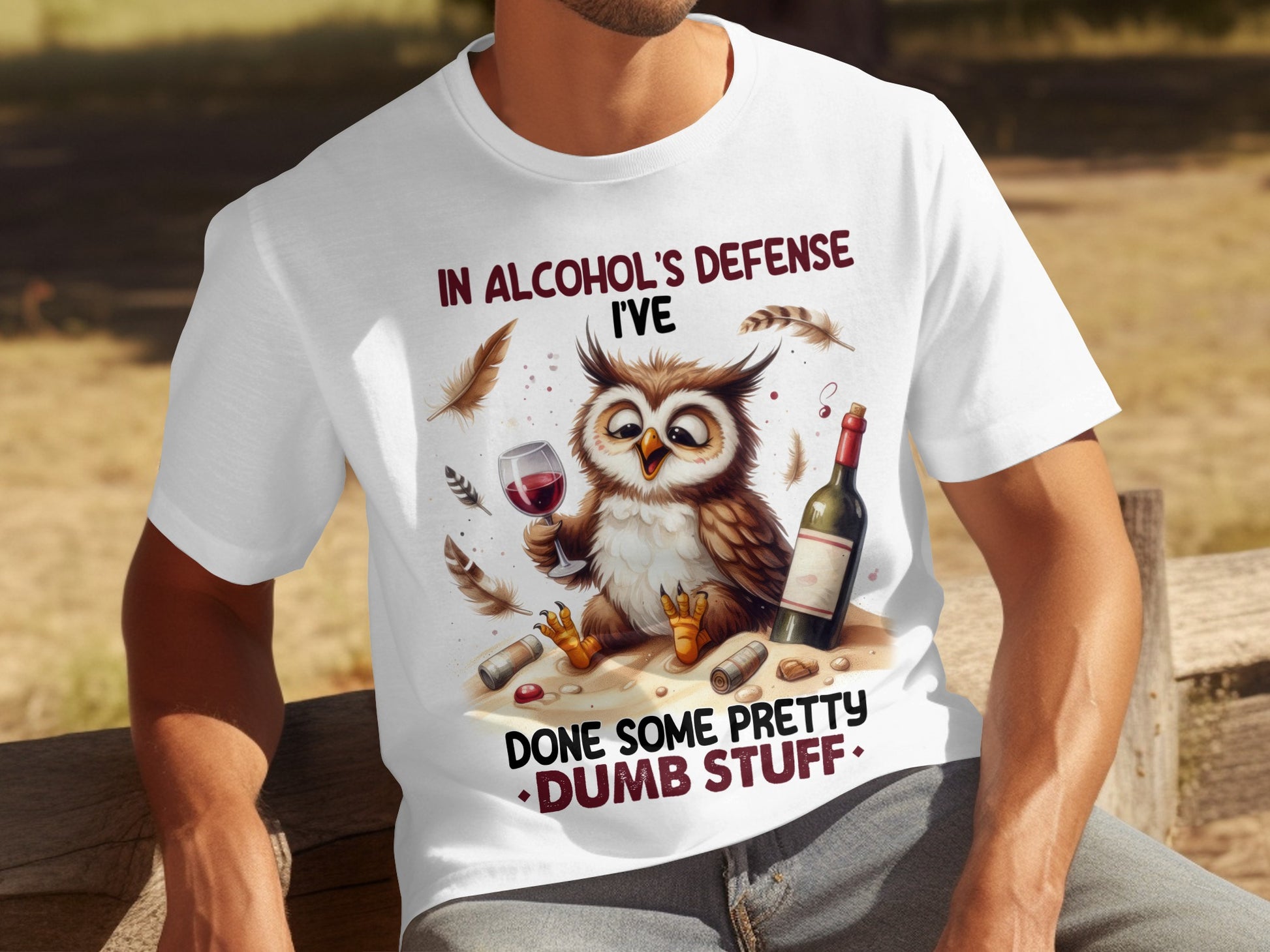 In Alcohol's Defense Funny Owl Drinking Shirt