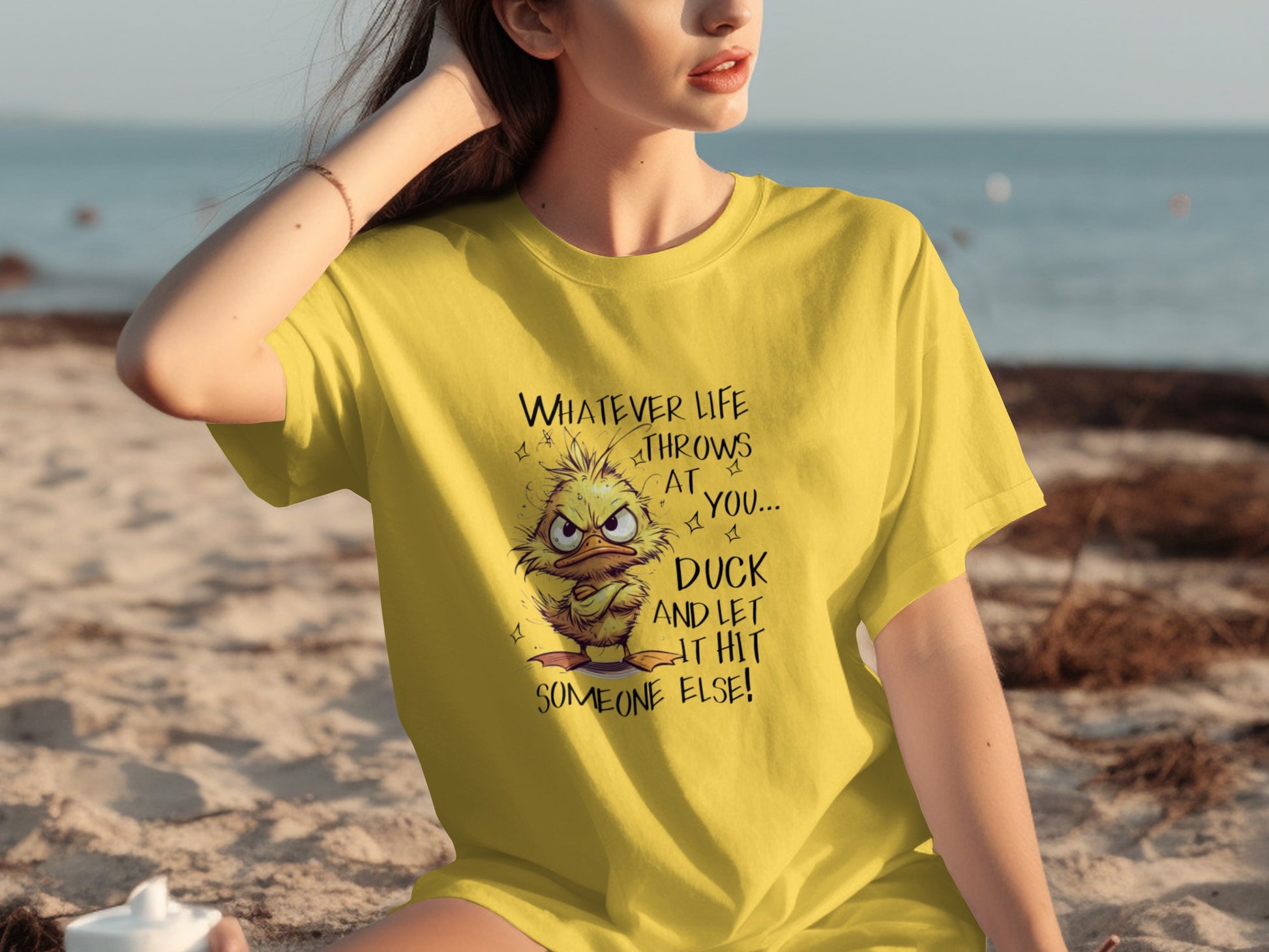 Funny Duck T-Shirt Life Throws Yellow Graphic Tee