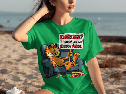 Exercise I thought you said extra fries Garfield shirt
