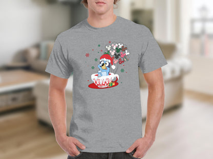Festive Penguin with Presents and Snowflakes T-Shirt