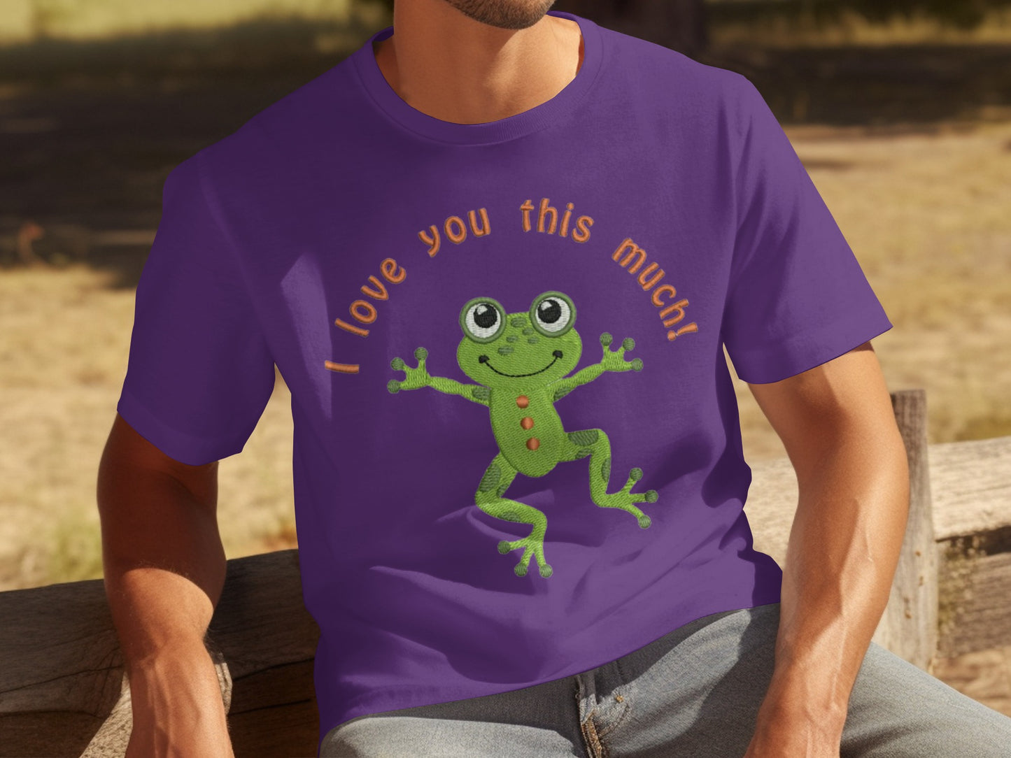 Purple T-Shirt with Frog and Love You This Much Design