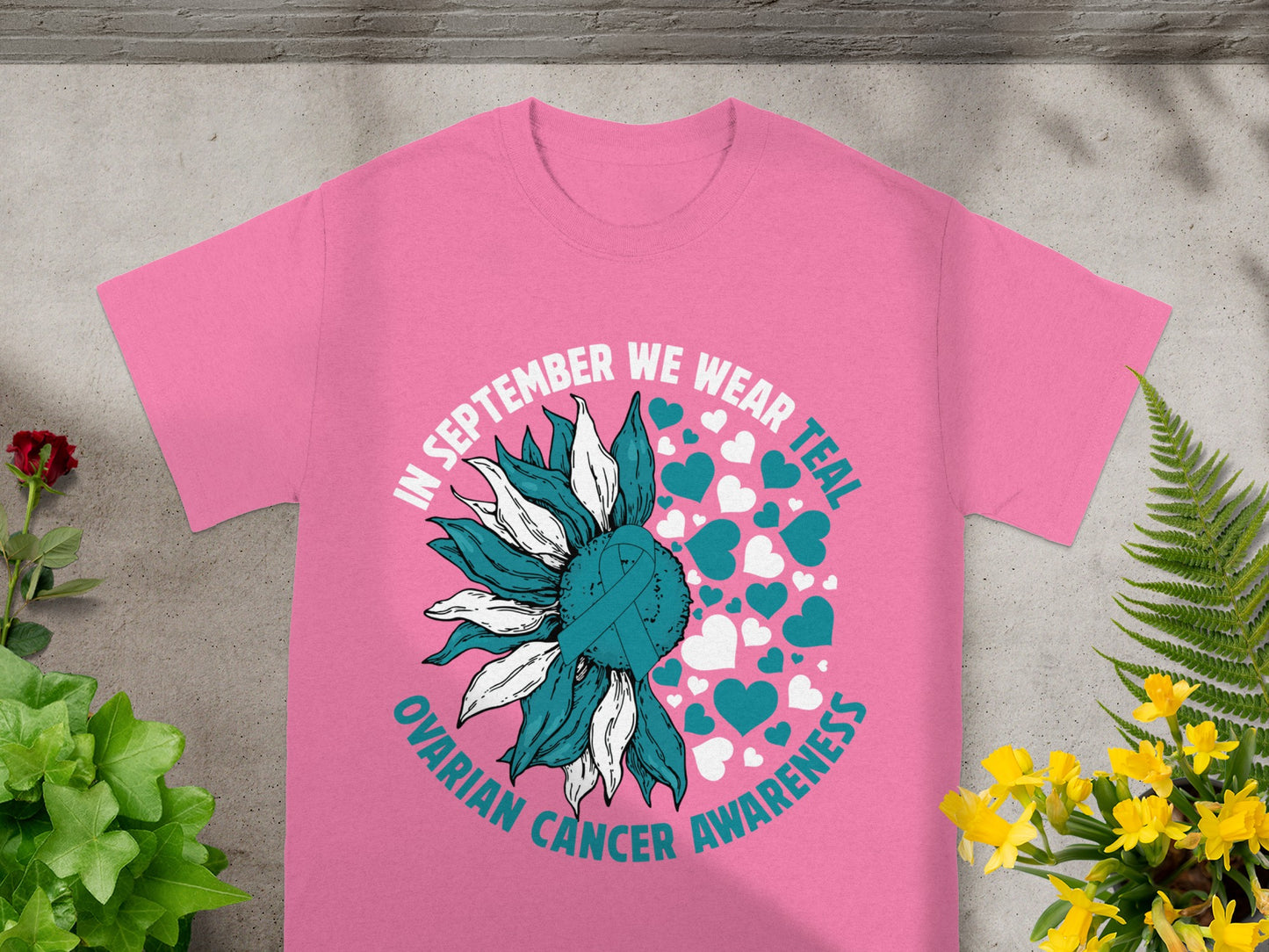 In September We Wear Teal Ovarian Cancer Awareness Shirt