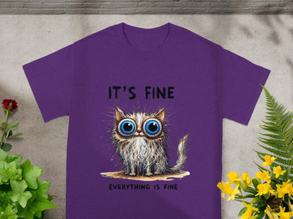 It's Fine Everything Is Fine Cat Design T-Shirt