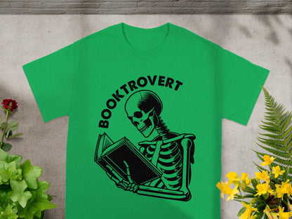 Booktrovert Skeleton Reading Graphic Tee Shirt