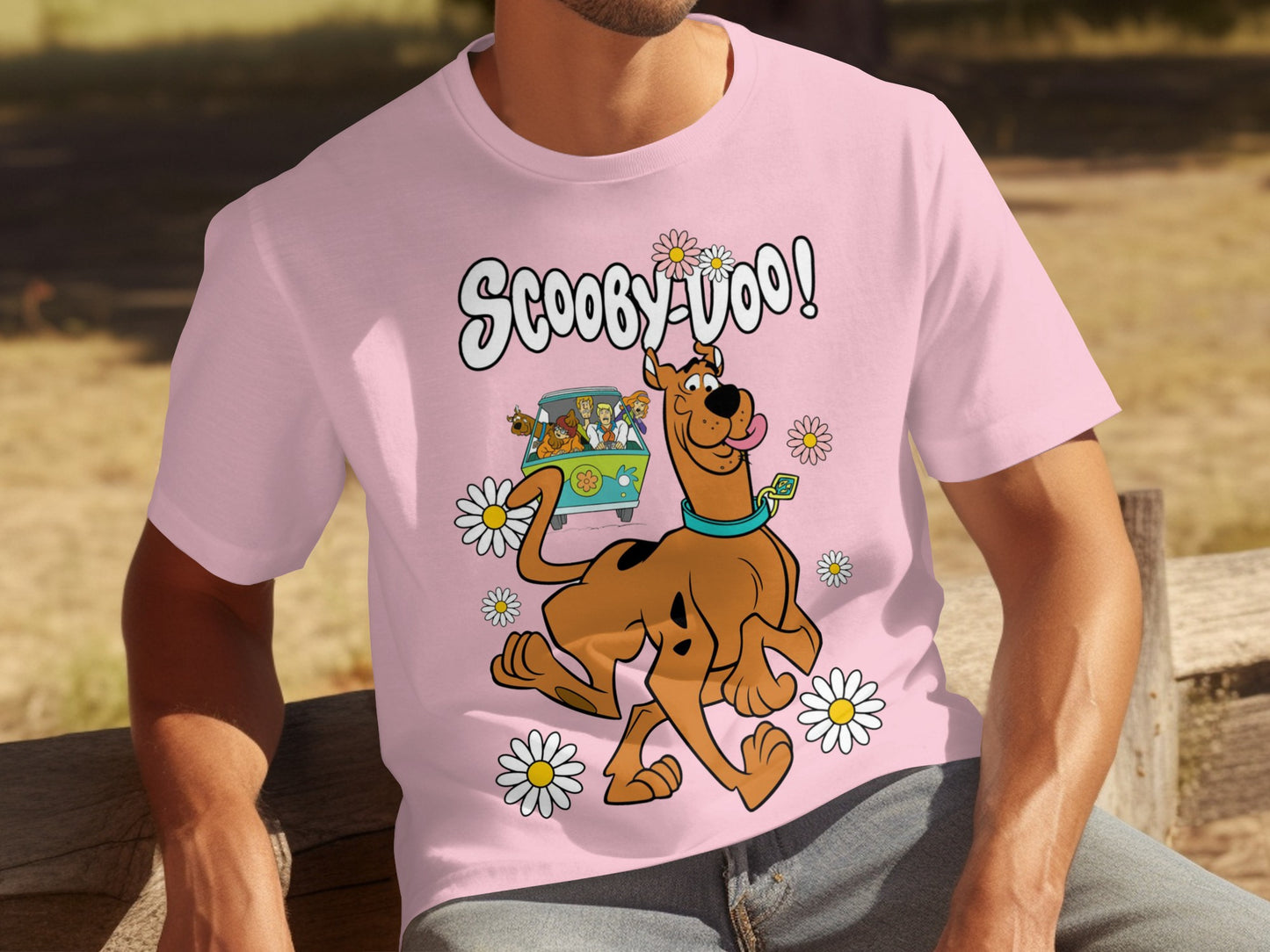 Scooby Doo Cartoon Graphic Tee with Flower Accents