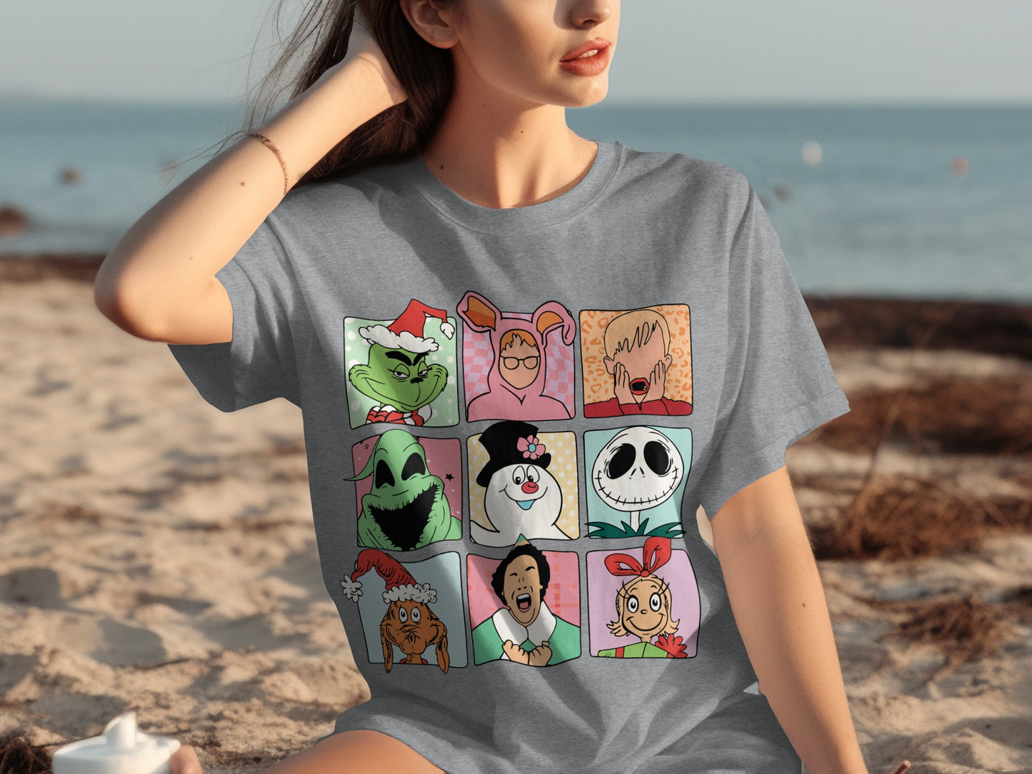 Cartoon Character Collage Design Graphic T-Shirt