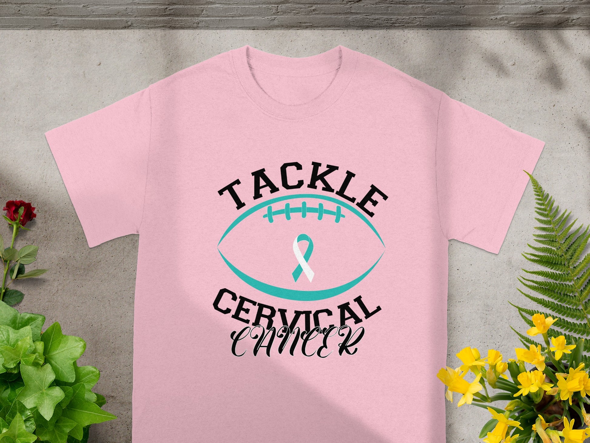 Tackle Cervical Cancer Awareness Pink Graphic T-Shirt