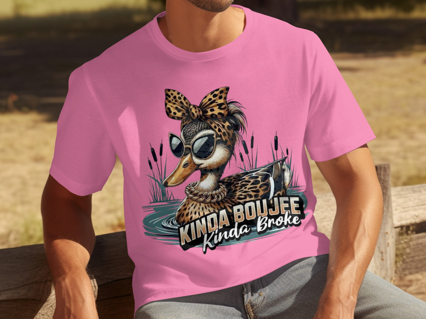 Kinda Boujee Kinda Broke Funny Duck Graphic Tee