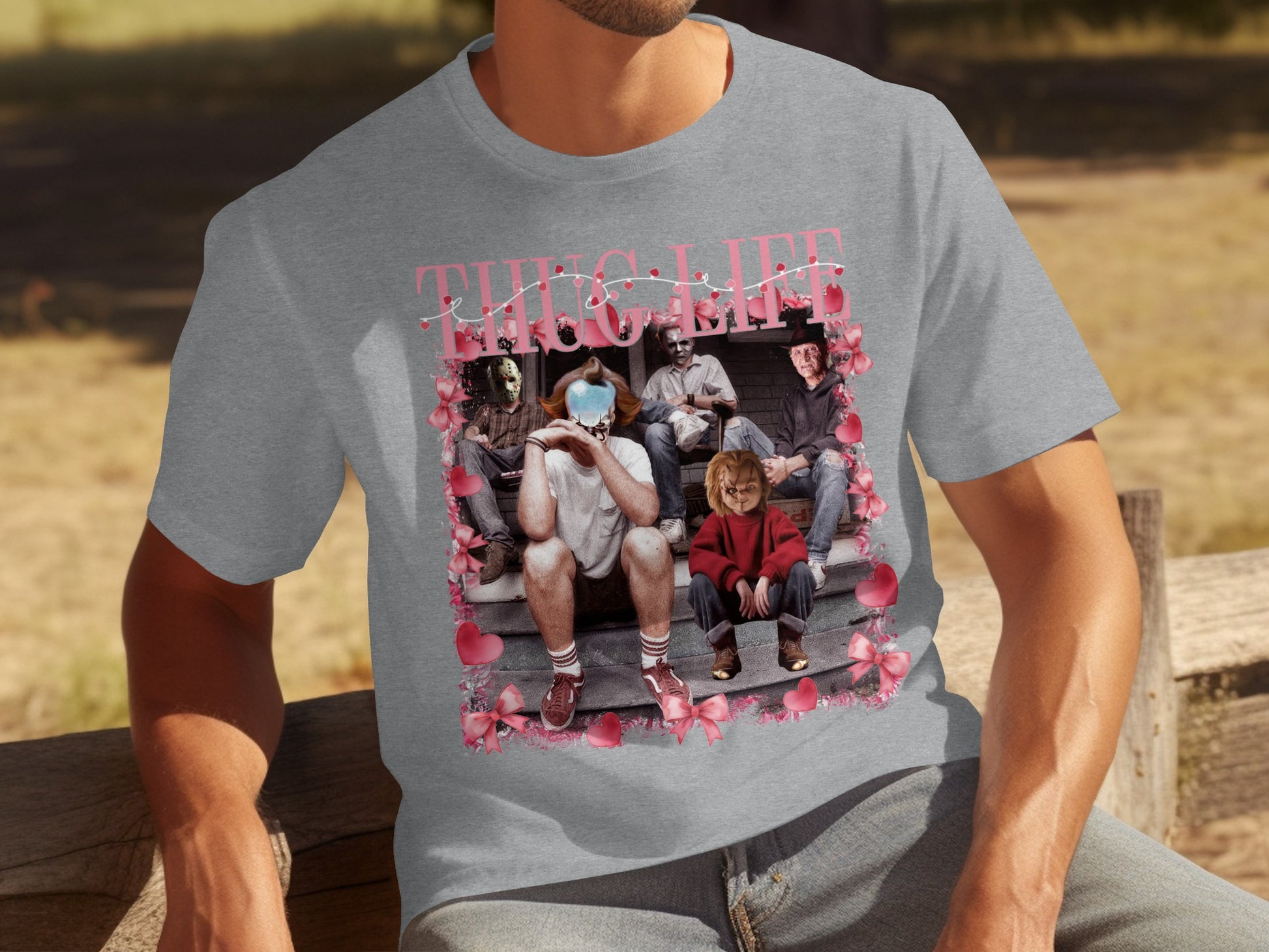 Thug Life Graphic Design Horror Characters Shirt